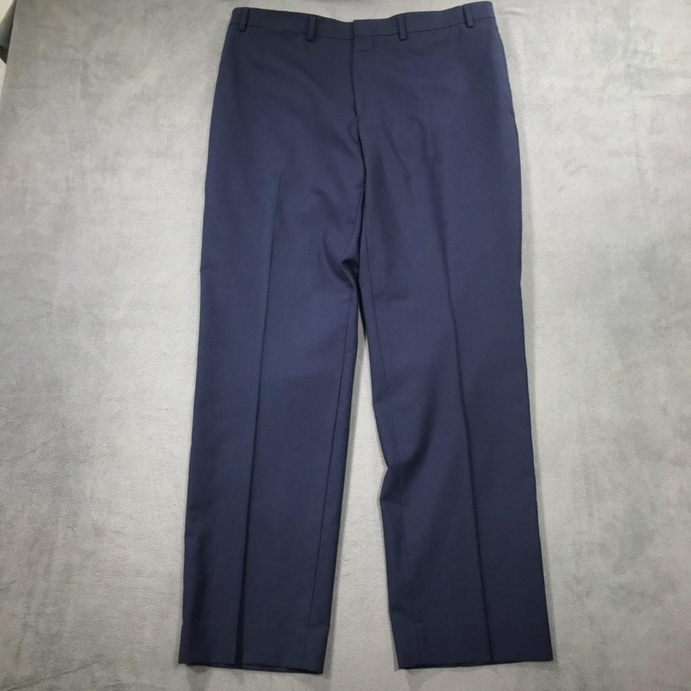 Lauren Ralph Laruen Dress Pants Men's 38x32 Blue 100% Wool Slim Fit Preppy